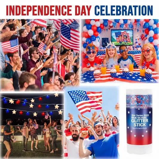 4th of July Glitter Stick | Red, White & Blue Body & Hair Sparkle for Independence Day Party, Festival & Fun Holiday Look (Copy)